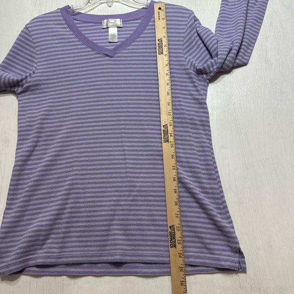 Vintage Oscar de la Renta Lavender Lounge Pajama Set L 2pc Top Pants Y2K Soft - Picture 10 of 11
